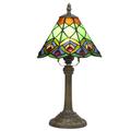 Blivuself Tiffany Small Stained Glass Table Lamp Green Peacock Tail Bedroom Bedside Desk Light For Office Dormitory Bar Decorate Retro Style Unique Cute Accent Decor Cottage 8 Village Nightstand Lamps