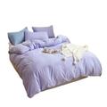 Double Bed Sheets And Duvet Cover Brushed Household Four-piece Set Spring Simple Washed Solid Color Quilt Cover Quilt Cover Bed Four-piece Set Set Bed Sheet Set (Color : Purple, Size : 1.2m)