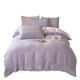 Double Bed Sheets And Duvet Cover Light Luxury Style Solid Color Washed Cotton Skin-friendly Embroidery Four-piece Set Of Bed Sheets And Pillows Set Bed Sheet Set (Color : Purple, Size : 2.0m)