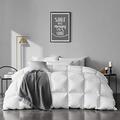 APSMILE Lightweight Goose Feather Down Comforter King Size - Ultra Soft Organic Cotton Quilted All-Season Thin Feather Down Duvet Insert for Warm Weather/Hot Sleepers (106x90, Ivory White)