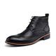 CCAFRET Men shoes Men's Leather Boots British Style Men Boot Shoes Men's Casual Boots Brogue Design Ankle Boots for Men (Color : Schwarz, Size : 10)