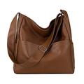 CCAFRET Shoulder bags women Large PU Leather Women Casual Hobo Shoulder Bag ，Daily Front Pockets Female Vegan Leather Crossbody Handbag (Color : Brown)