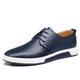 CCAFRET Men Shoes Men Casual Shoes Summer Breathable Leather Holes Design Brand Flat Shoes for Men Driving Shoes Men's Boat Shoes (Color : Blue, Size : 7)