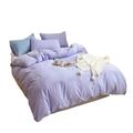 Double Bed Sheets And Duvet Cover Brushed Household Four-piece Set Spring Simple Washed Solid Color Quilt Cover Quilt Cover Bed Four-piece Set Set Bed Sheet Set (Color : Purple, Size : 1.5m)