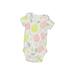 Just One You Made by Carter's Short Sleeve Onesie: White Floral Motif Bottoms - Size Newborn