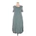 Lularoe Casual Dress - Midi: Teal Stripes Dresses - Women's Size 2X