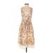 Fire Los Angeles Casual Dress: Tan Paisley Dresses - Women's Size Small