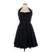 White House Black Market Cocktail Dress - A-Line: Black Solid Dresses - Women's Size 14