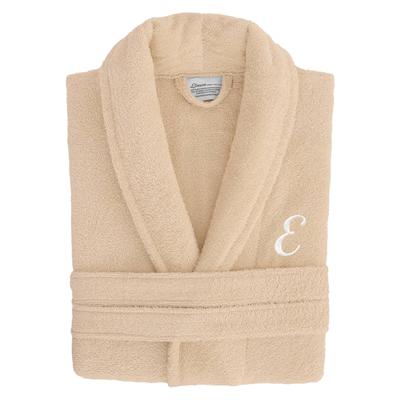 Authentic Hotel Spa Unisex Turkish Cotton Terry Cloth Bath Robe with single letter White Script Monogram
