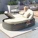 Adjustable Heights & Symmetrical Design Outdoor Rattan Garden Reclining Chaise Lounge with Adjustable Backrests