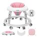 One-Touch Folding Baby Walker, Anti-Roll 8-Wheel Round Chassis, 5-Speed Height Adjustment, with Large Dinner Plate and Brake