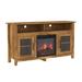 Classic Glass-Door Fireplace Tall TV Stand for TVs up to 65" , Entertainment Center, Console Media Table with Shelves
