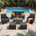 Mid-Century Modern Outdoor Patio Sectional Sofa Set Outdoor Woven Rope Furniture Set