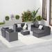 Outdoor Garden Rattan Table And Table Furniture Set 6 PIECES PE RATTAN OUTDOOR FURNITURE SOFA SET