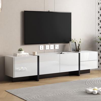 Trendy white and black modern rectangular design TV cabinet for TVs up to 80 inches