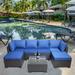 Outdoor Garden Patio Furniture 7-Piece PE Rattan Wicker Cushioned Sofa Sets and Coffee Table, patio furniture set