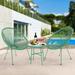 3 Piece Patio Bistro Conversation Set with Side Table, Acapulco All-Weather PE Rattan Chair Set