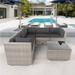 Mid-Century Modern Outdoor Patio Sectional Sofa Set Outdoor Furniture Set