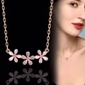 Sünde rosa weiße Blume Opal Schlüssel Liebe Herz Anhänger Halskette für Frauen Roségold Silber Farbe