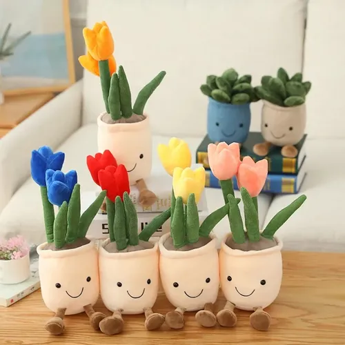 Tulpe Pflanze Plüsch tier Sukkulente Pflanze Plüsch Stofftier Topf Blume Dekoration Spielzeug