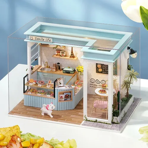 Holz Miniatur Puppenhaus handgemachte 3D Puzzle Montage Gebäude Puppenhaus Kits kleines Haus mit