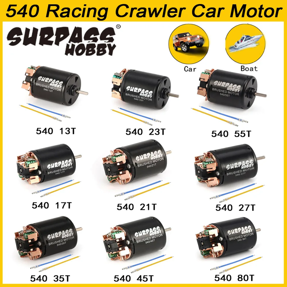 Surpass Hobby 540 80T 13T 17T 21T 23T 27T 35T 45T 55T Bürstenmotor für 1/10 RC Crawler Car Axial SCX10 90046 Traxxas TRX-4 Boot