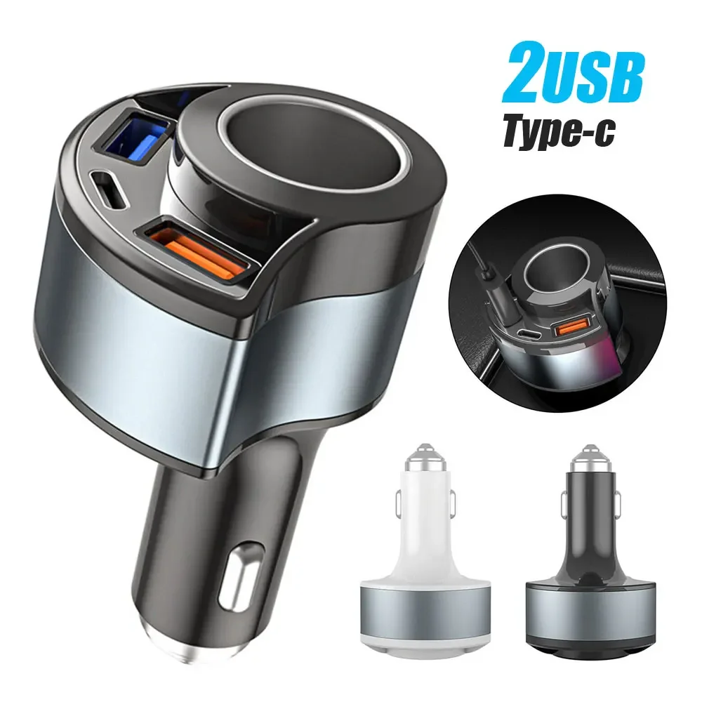 1pc universel voiture 4 en 1 USB Type C prise chargeur de voiture Auto adaptateur de charge rapide adaptateur allume-cigare de voiture accessoires d