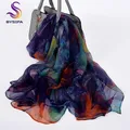 BYSIFA-Foulards longs violets et bleus pour femmes écharpe de cou élégante châle de plage