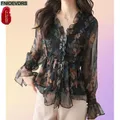 S-3XL 2024 Femmes Printemps Basique Wear Chemises En Mousseline De Soie Nouveau Design Chic Rétro