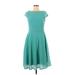 Black Label by Evan Picone Casual Dress - Fit & Flare: Teal Hearts Dresses - Women's Size 6