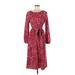 Shein Casual Dress - Wrap: Burgundy Print Dresses - Women's Size Medium