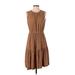 Calvin Klein Casual Dress - Fit & Flare: Brown Solid Dresses - Women's Size 4