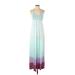 Gypsy 05 Casual Dress - Maxi: Teal Tie-dye Dresses - Women's Size Small