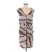 Jessica Simpson Casual Dress - Wrap: Tan Print Dresses - Women's Size 4