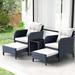 Winston Porter 5 Pieces Rattan Furniture, Weather Outdoor Conversation Cushioned Chair & Ottoman & Coffee Table | Wayfair