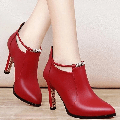 Women's Pointed Toe Stiletto Heeled Short Boots, Stylish Heel Zipper Boots, Women's Footwear