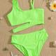 Kid Girls 2 Piece Swimsuit Bikini Set Ribbed Asymmetric Cut Out Top & Bikini Bottoms Girls Bathing Suit Swimwear For Summer