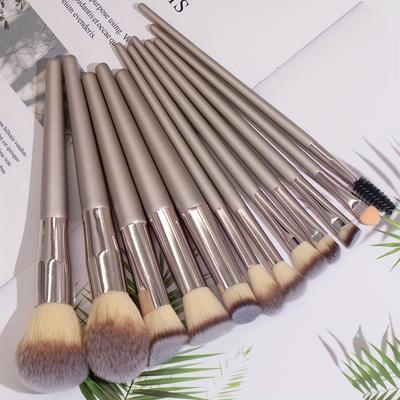 TEMU 12pcs Champagne Golden Makeup Brushes Set Eye Shadow Eyeshadow Brushes Foundation Extension Make Up Brush Kits