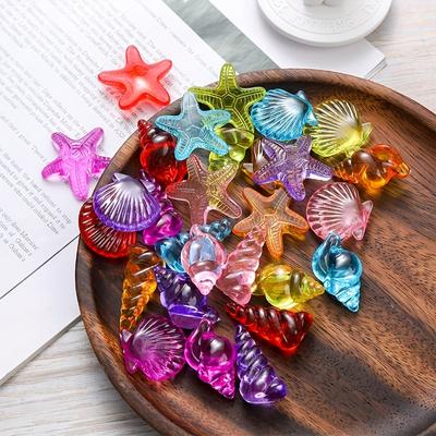 12pcs Acrylic Ocean Gemstone Toys, Sea Life Shell Conch Gemstone Toys, Diy Birthday Party Decoration