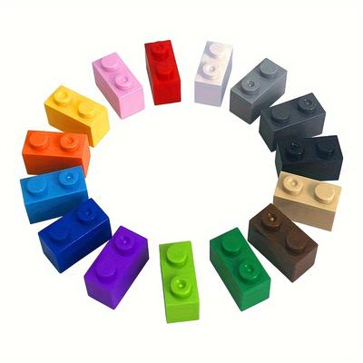 120pcs 1x2 High Bricks, Small Building Blocks Compatible With Multiple Main Brands, Multiple Color, Diy Supplement Pack