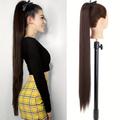 34 Inch Long Straight Ponytail Extensions With Ties Synthetic Fiber Heat Resistant Straight Ponytail Extensions Fake Clip In Hair Extensions For Women Girls Hair Accessories