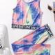 Girls Sports Suit Casual Tie-dyed Print Sleeveless Tank Top & High Waist Workout Pants Set, Kids Summer Clothes