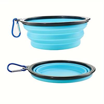 TEMU Collapsible Dog Travel Bowl, Portable Silicone Dog Folding Dish Bowl With Cover, Dog Food Bowl Water Bowl For Outdoor Walking Hiking Travel Image