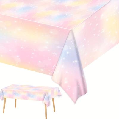 TEMU 1pc, Gradient Rainbow Theme Tablecloth, Pink Girl Birthday Party Celebration Tablecloth, Party Decor, Party Supplies, Holiday Decor, Dining Room Decor, Table Decor