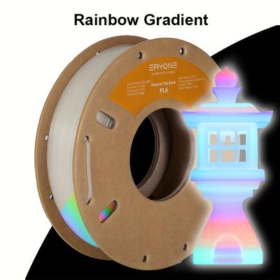 TEMU 1.75mm Eryone Pla Luminous 3d Printer Filament, 200g Spool, +/- 0.03mm, Glow In The Dark, For Most Fdm Printers, Filament For 3d Printing
