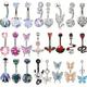 4pc Claw Belly Button Piercing Set Women Bee Navel Bar Pack Cz Belly Ring Set