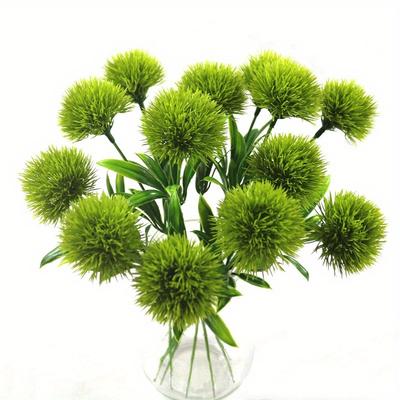 TEMU 5/10pcs Dandelion Flowers Home Decorative 28cm Plastic Fake Artificial Flowers For Home Party Wedding Green Real Touch Decor