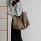 All Over Brown Leopard Pattern Tote Bag, Stylish Novelty Shoulder Shopping Canvas Bag For Women
