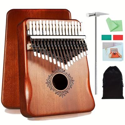 17-key Perfect Gauntlets Piano Mahogany Kalimba Portable Musical Instrument Beginner Thumb Piano With Tuning Hammer Accessory Wood Acoustic Musical Gifts