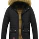 Men's Winter Removable Hooded Cotton-padded Jacket Coat Sherpa Lined Midi Packable Parka Jackets, Men's Parka